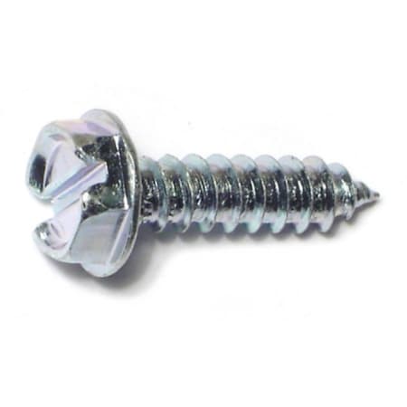 Midwest Fastener Sheet Metal Screw, #10 x 3/4 in, Zinc Plated Steel Flange Hex Head Slotted Drive, 100 PK 02936